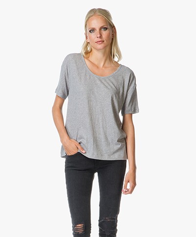 T by Alexander Wang Pima Cotton Low Neck Tee - Heather Grey