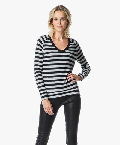 Velvet Urbana Stripe Sweater in Cozy Jersey - Grey/Black
