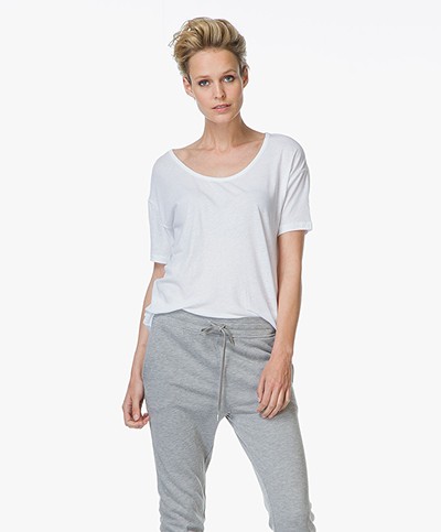 T by Alexander Wang Pima Cotton Low Neck Tee - Wit