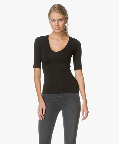 T by Alexander Tee With Back Slit - Black