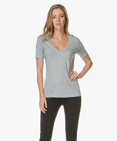 Drykorn V-neck T-shirt Casa  - Licht Grey Melange