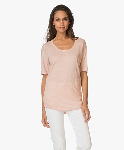 Denham Linnen T-shirt Sail - Desert Pink