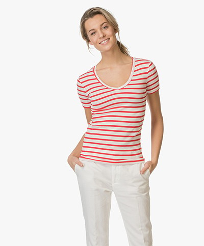 Petit Bateau Striped T-shirt - Red/Off-white