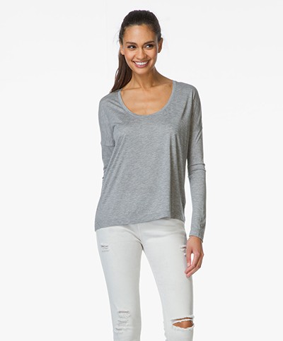 T by Alexander Wang Jersey Round Neck Tee - Heather Grey 
