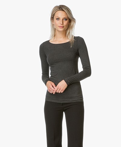 Majestic Soft Boatneck T-shirt - Anthracite Chine 