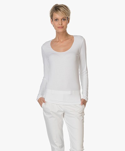 Majestic Soft T-shirt with Round Neck - White