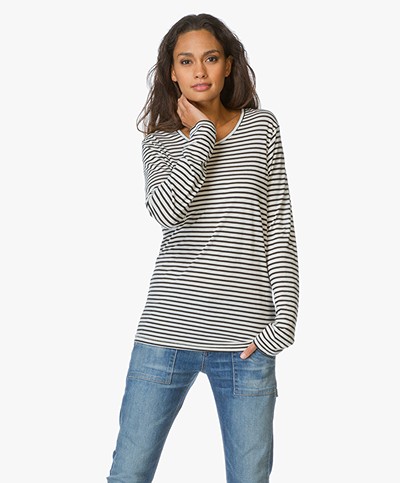 ANINE BING Striped Longsleeve T-Shirt - Zwart/Off-white 