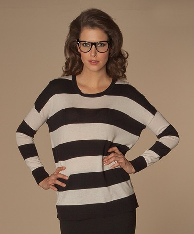 DKNY Stripe Sweater - Black/Creme