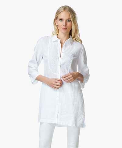 Belluna Flame Linen Tunic Blouse - White