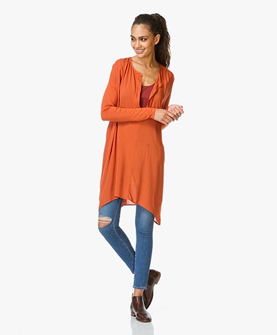 AJ.117 Project Holly Long Tunic Blouse - Rust