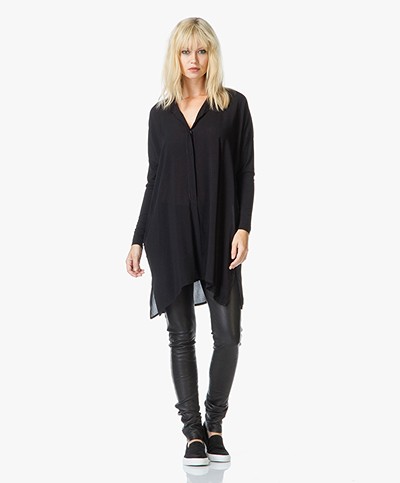 AJ.117 Project Sheena Tunic Dress with Jersey Sleeves - Black