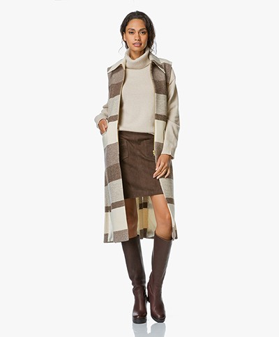 Filippa K Hollie Block Stripe Cardigan Coat - Nougat