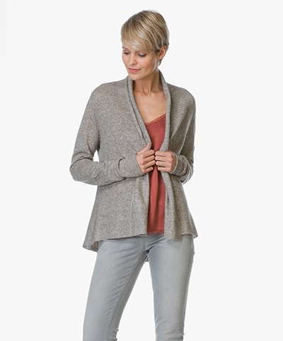 Repeat Cashmere and Linen Open Cardigan - Earth
