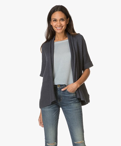 Repeat Open Cardigan in Contrasting Knits - Ink