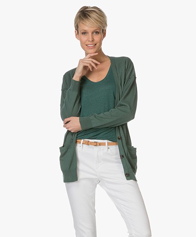Closed Linen and Cotton Blend Cardigan - Lorbeer Green