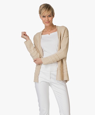 no man's land Cotton and Linen Cardigan - Beige Pur 