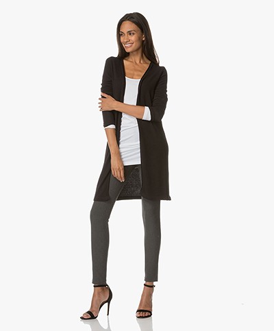 BRAEZ Ultra-soft Open Cardigan with Side Slits - Black