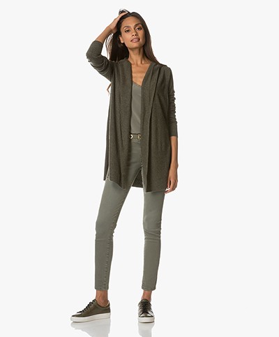 Repeat Open Hooded Cardigan - Forest Melange
