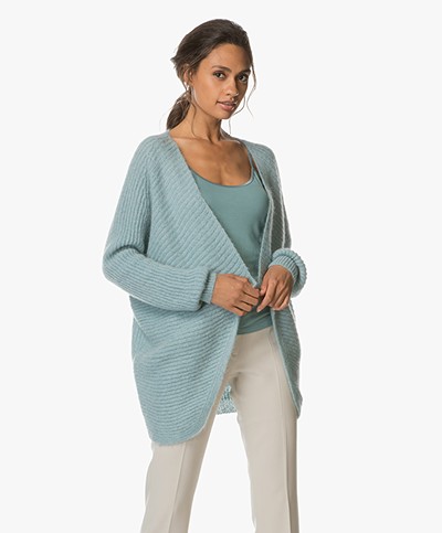 no man's land Knitted Open Cardigan - Lagoon