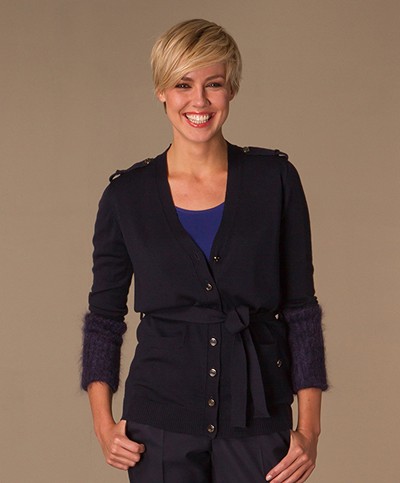 Armani Jeans Belted Cardigan - Navy