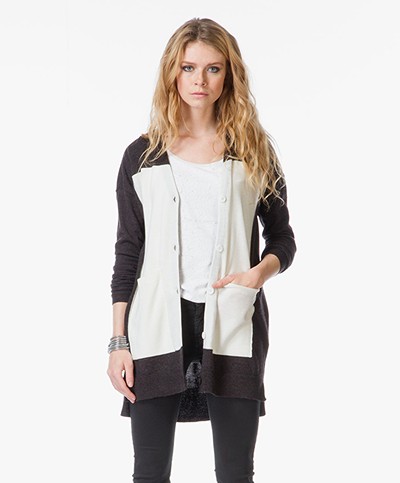 MM6 Two-tone Cardigan - Grey/Off-white