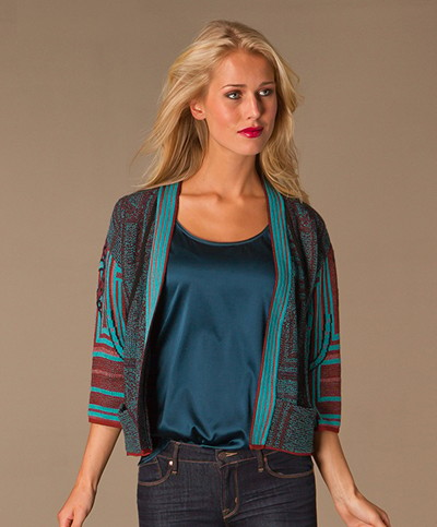 See by Chloé Jacquard Cardigan - Black/Rust/Turquoise